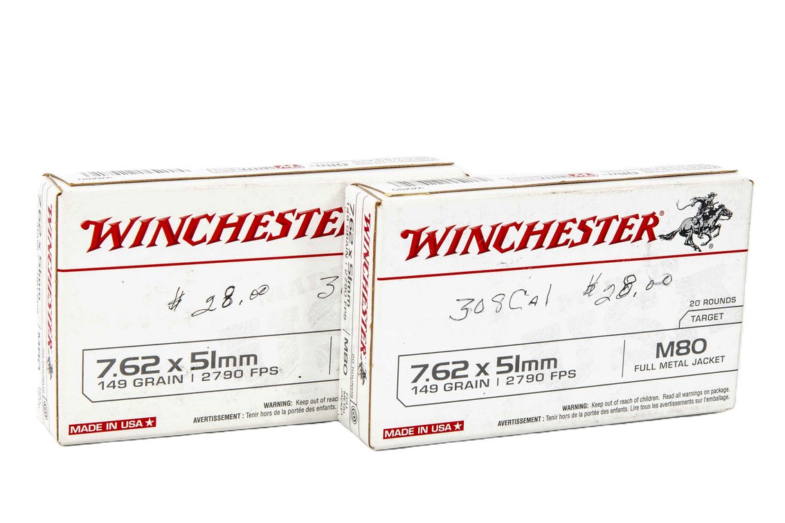 2 Boxes Winchester White Box 7.62x51 M80 Ammo