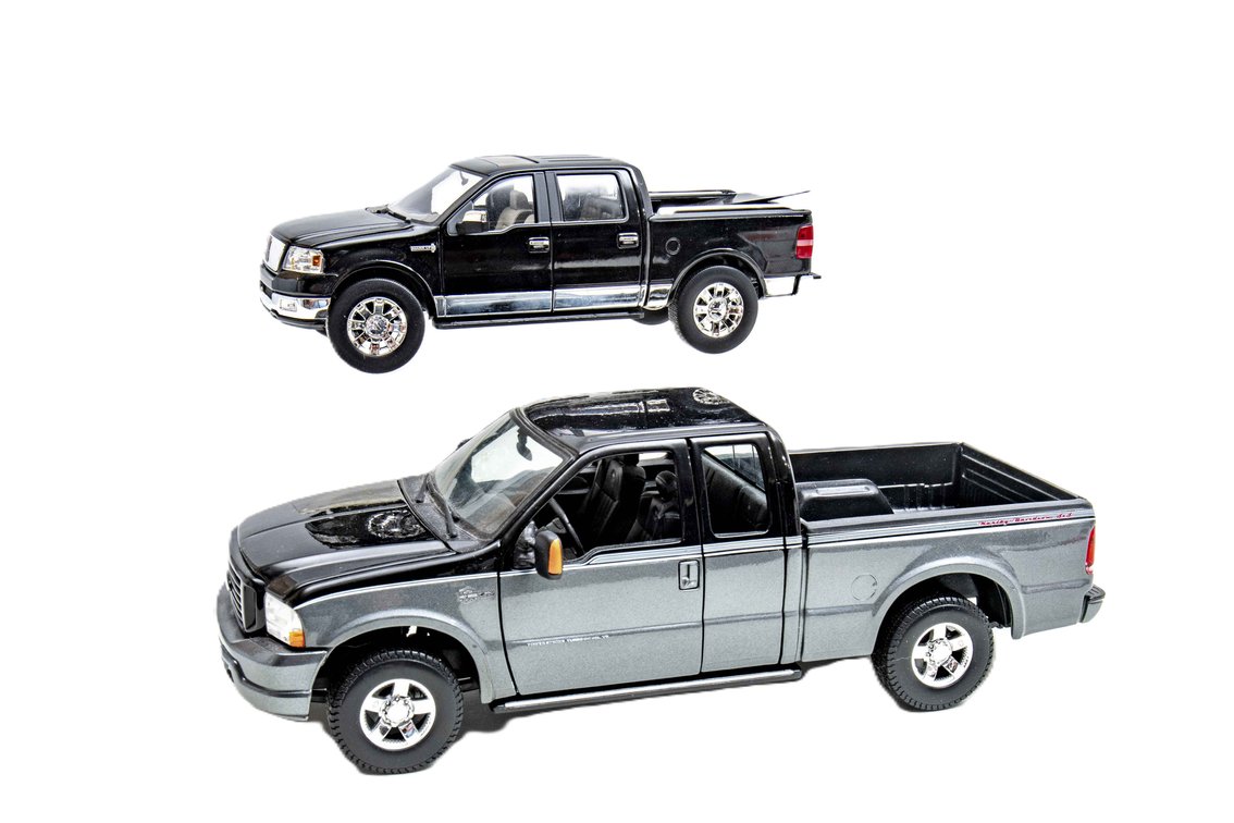 2 Diecast Pickups - Ford F350 & Lincoln Mark LT