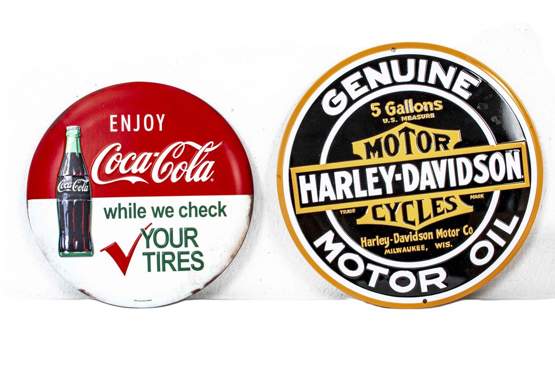 2 Newer Metal Signs - Coca-Cola & Harley-Davidson