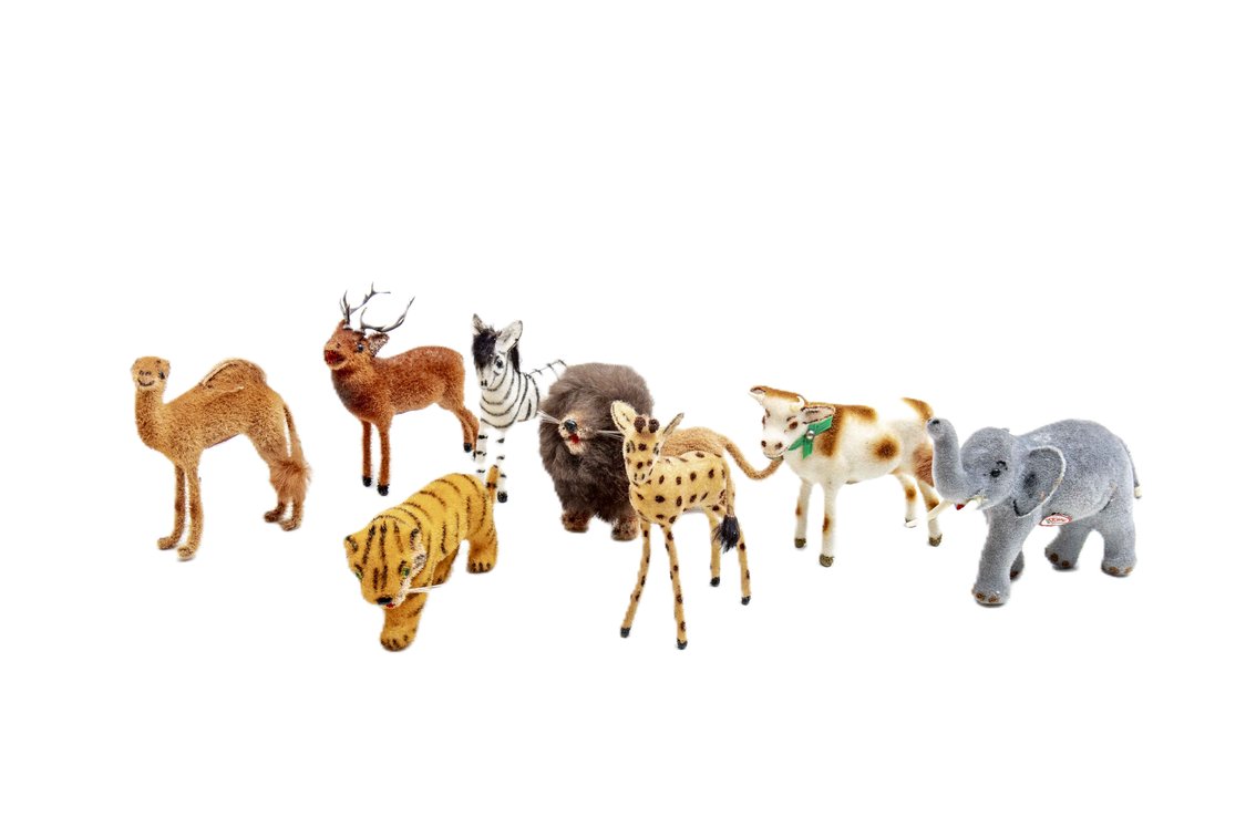 8 Wagner W. German Flocked Animal Figures
