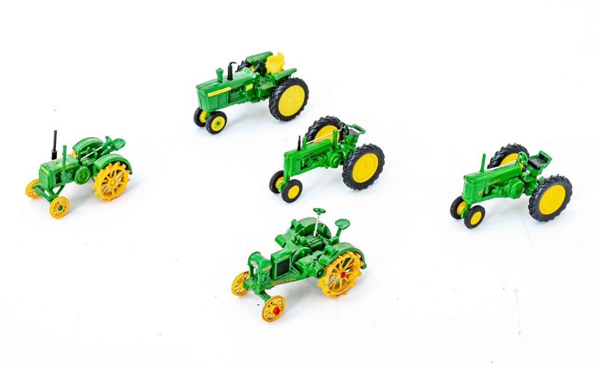 5 Miniature Diecast John Deere Tractors