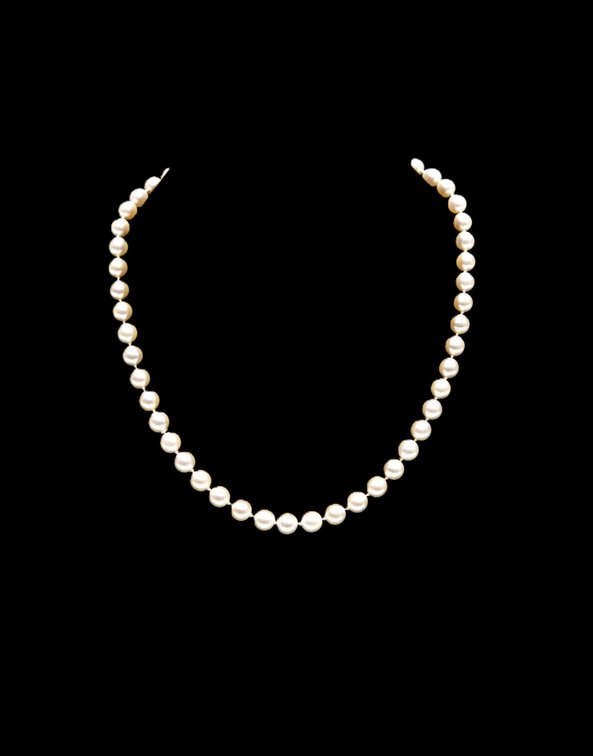 White Pearl Necklace with 14K Clasp