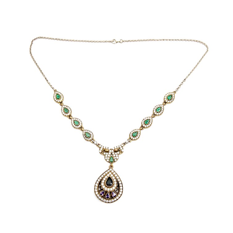 Art Deco Sterling & Gem Necklace #1
