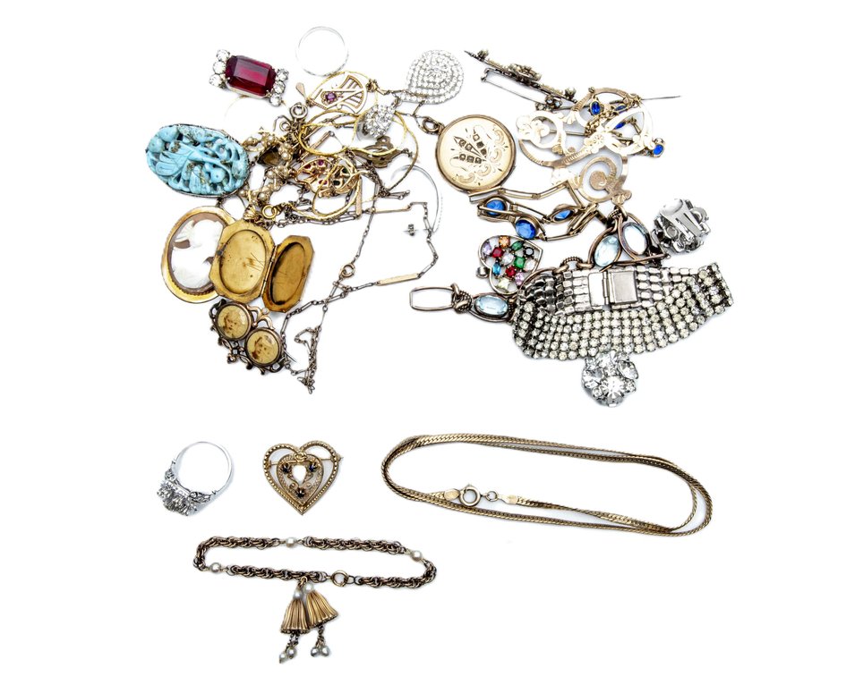 Vintage Jewelry- Rhinestones, Gold-Filled, Deco +