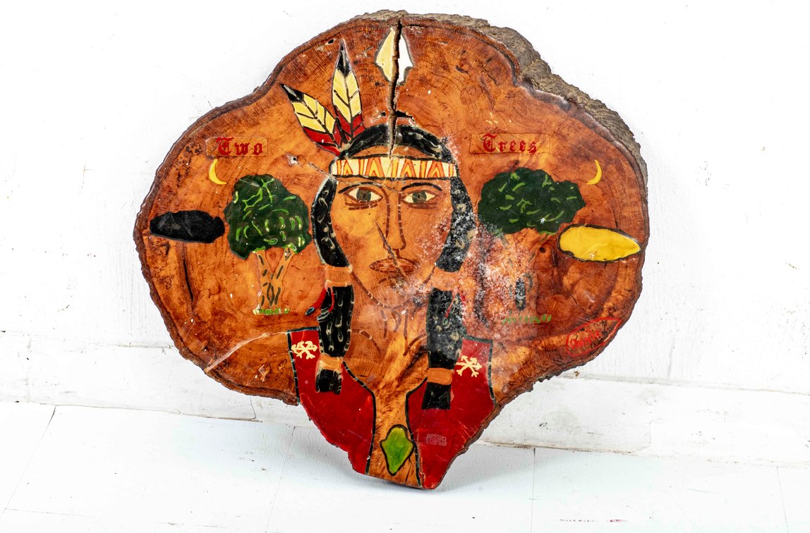 Annie T. Native American Painting on Live Edge