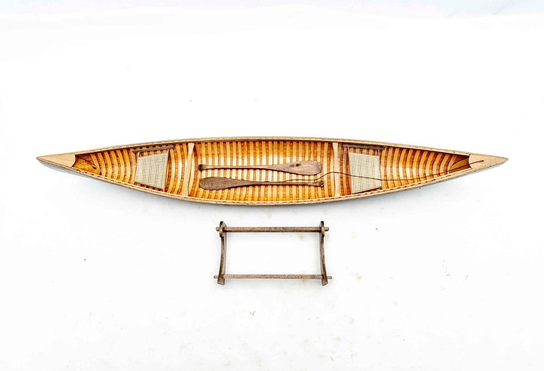 Miniature Green Canoe Model