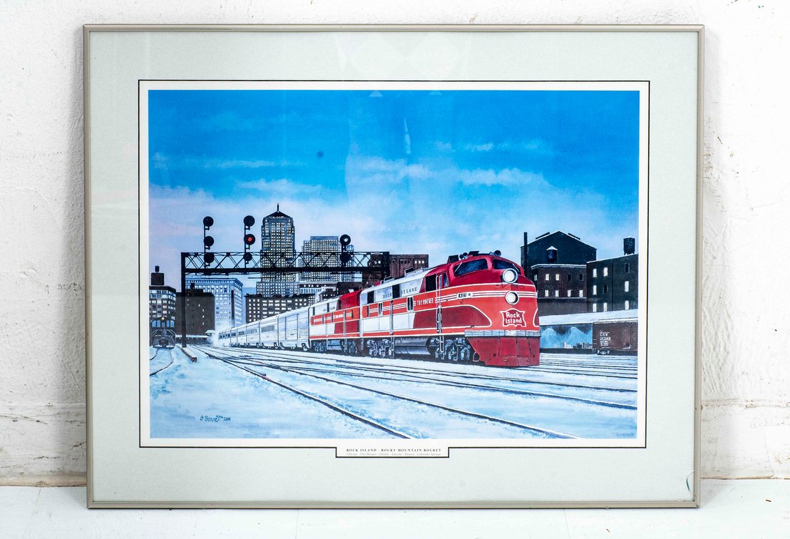Vtg Framed LE Gil Bennett Railroad Art