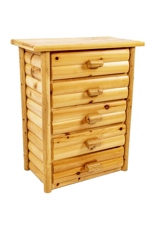 Rustic Busy Beaver Log Five Drawer Dresser