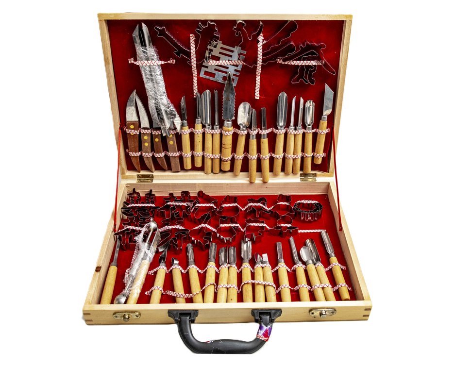 80 Piece Fruit / Vegetable Carving Set in Wood Box