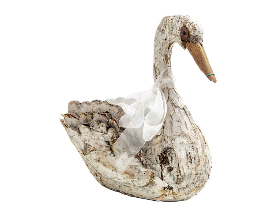 Beautiful Hand Made Birch Swan