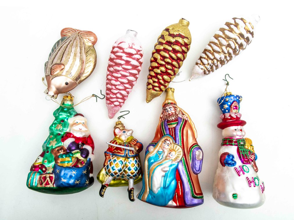 8 Vintage Mercury Glass Ornaments