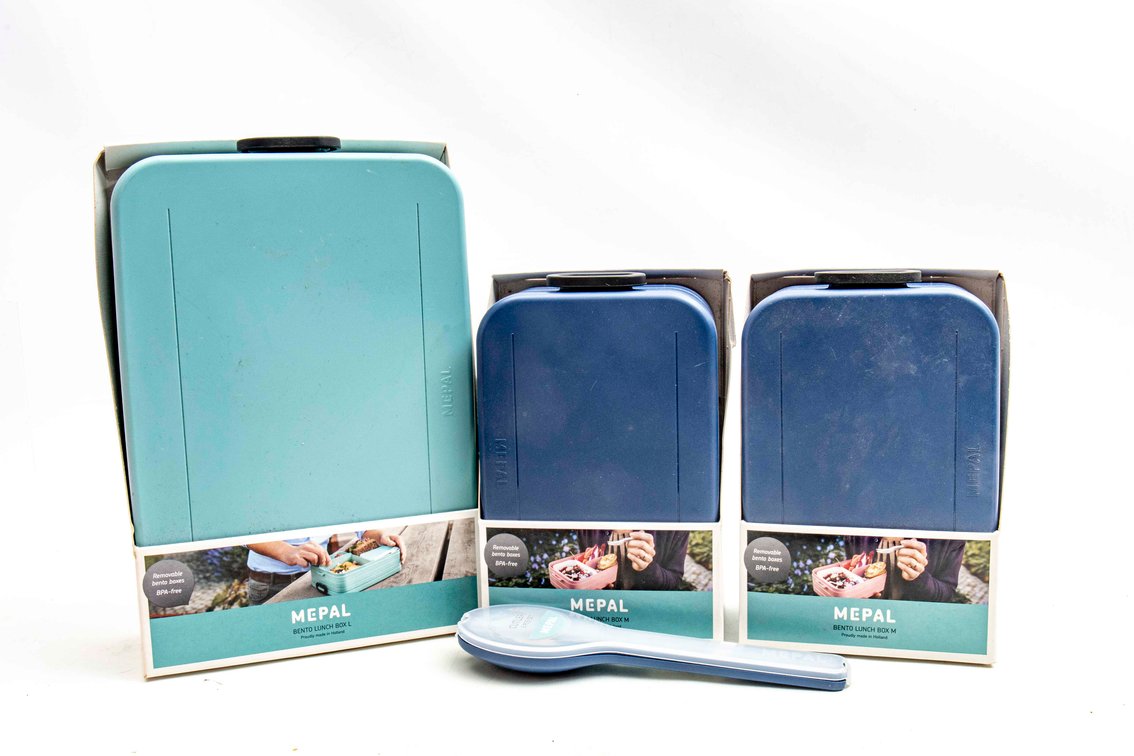 Mepal 4pc Set Bento Boxes & Stainless Flatware
