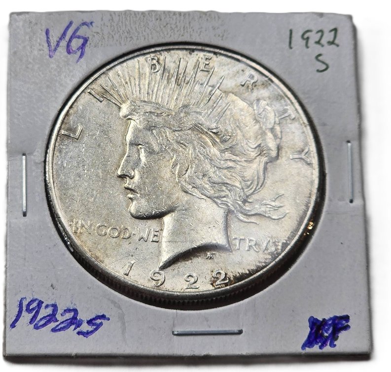 1922-S Peace Silver Dollar in VG Condition