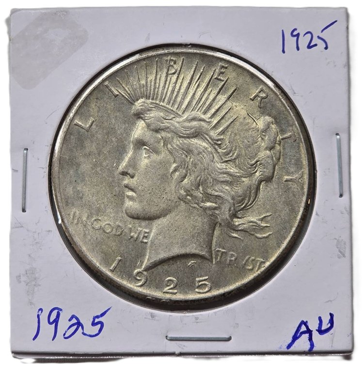 1925 U.S. Peace Silver Dollar Coin, About Uncirculated