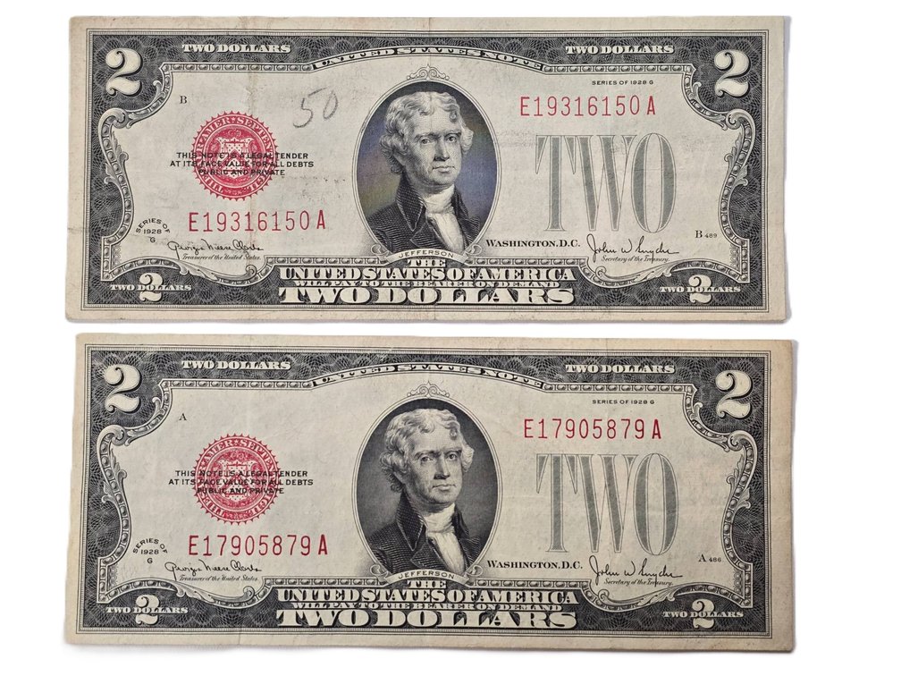 1928 G Series United States $2 Red Seal Notes