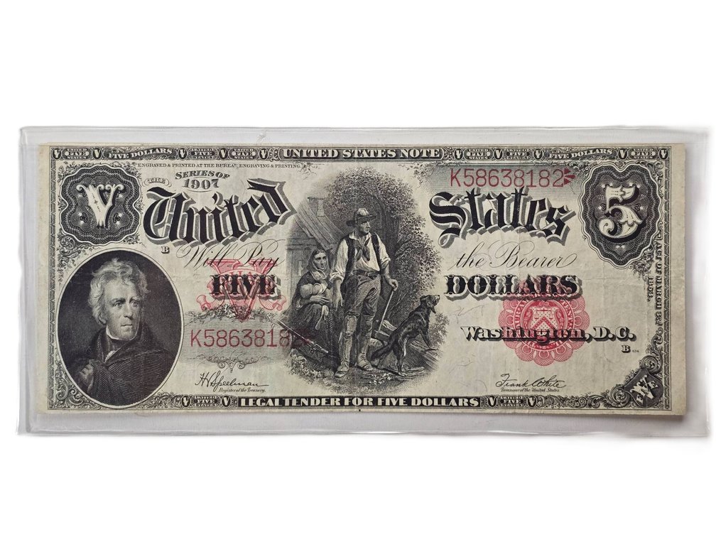 1907 Series $5 Legal Tender Note Featuring Andrew Jackson