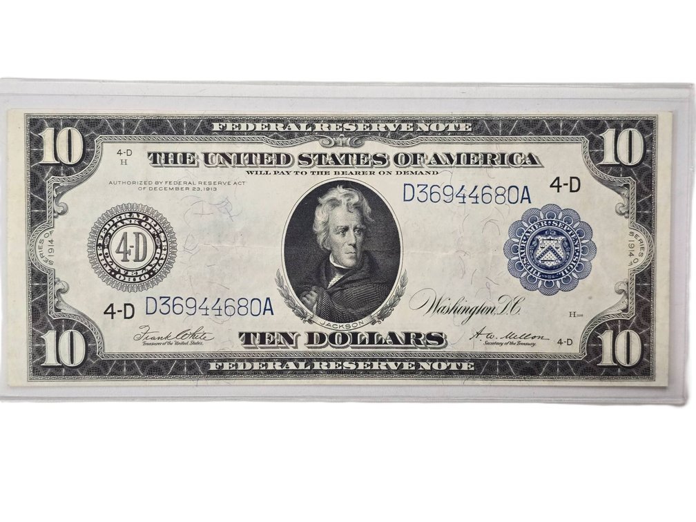 1914 Series $10 Federal Reserve Note with Blue Seal