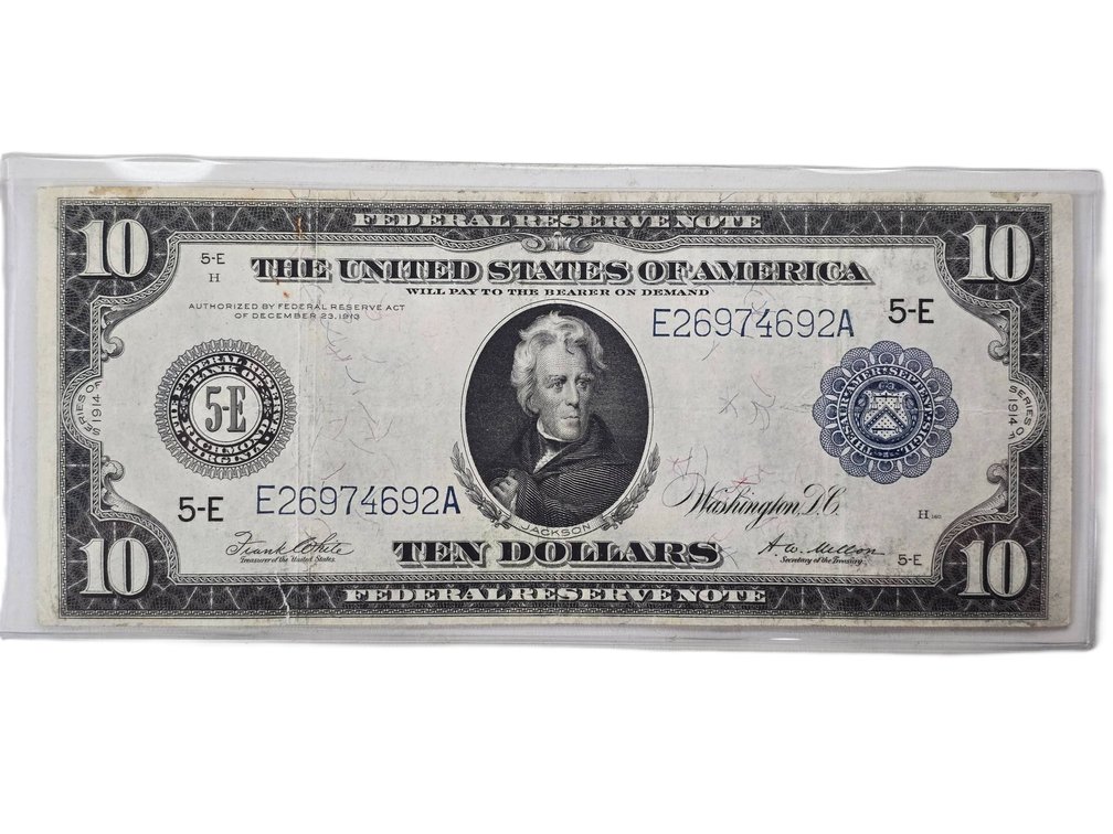 1914 Series $10 Federal Reserve Note Featuring Andrew Jackson
