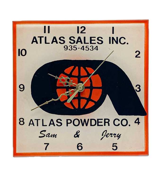 Atlas Powder Company Acrylic Battery-Operated Clock