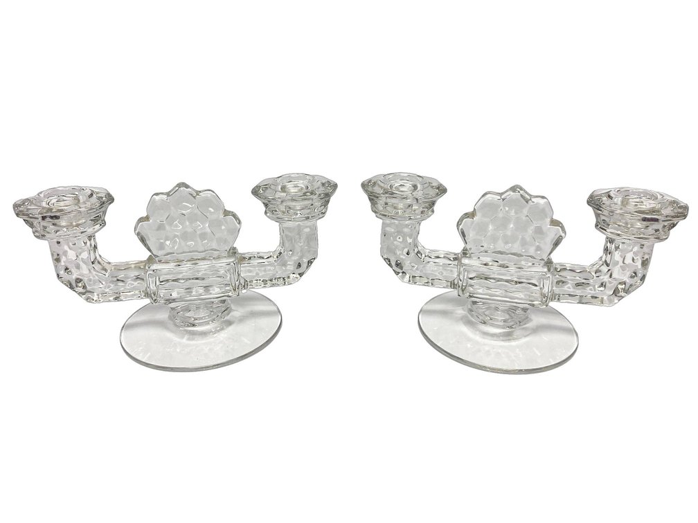 Pair of Fostoria American Double Candle Holders