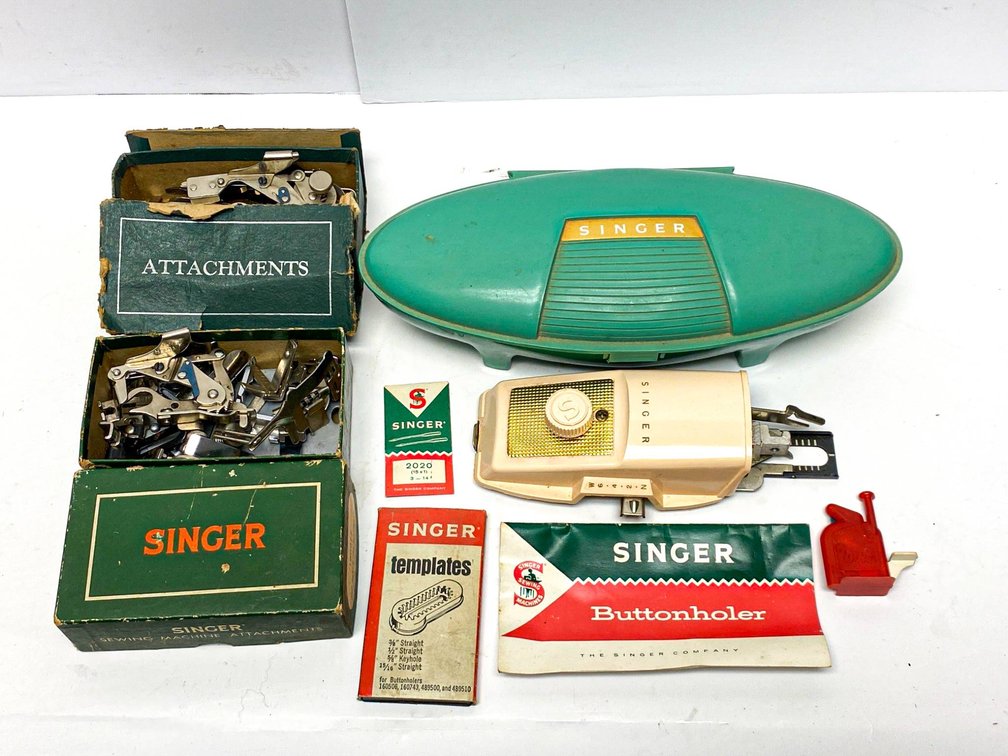 MCM Singer Buttonholer with Attachments with Original Boxes