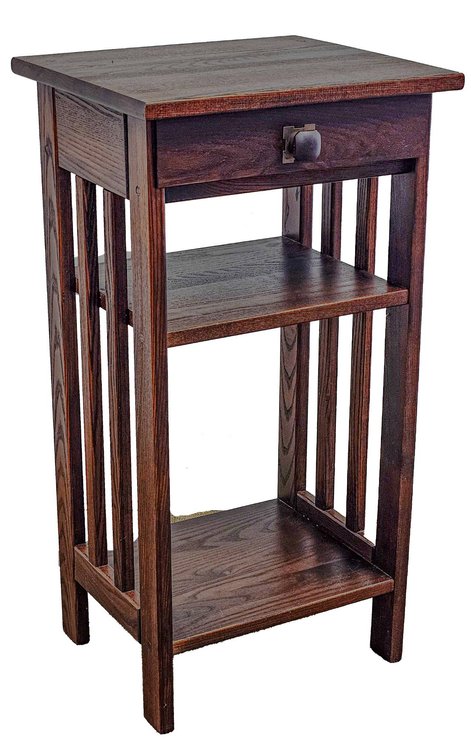 Mission-Style Telephone Table with Drawer and Open Shelves