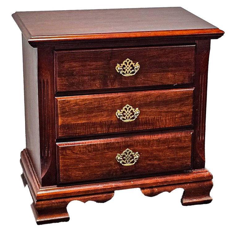 Nightstand with Two Drawers and Brass Hardware