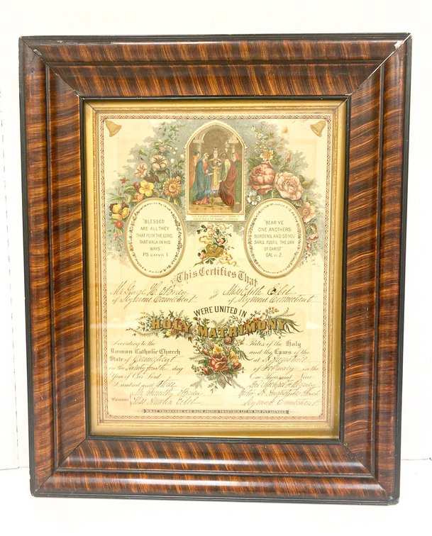1903 Marriage Certificate in Original Frame