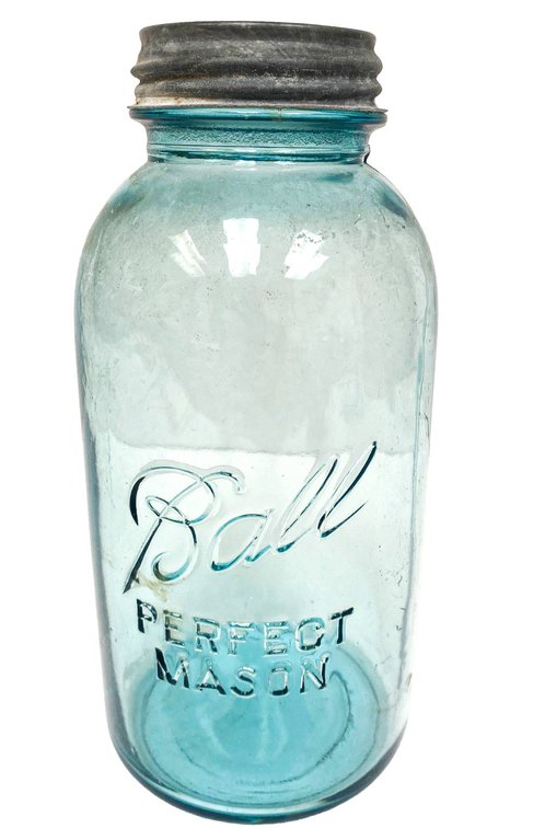 #13 Blue Glass Ball Perfect Mason Jar with Zinc Lid