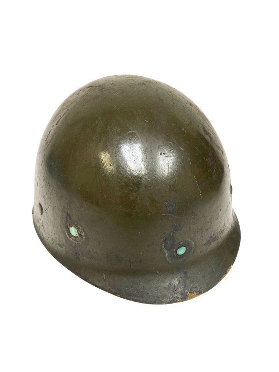 WWII Era M1 Helmet Liner with Fiberglass Shell and Suspension Straps