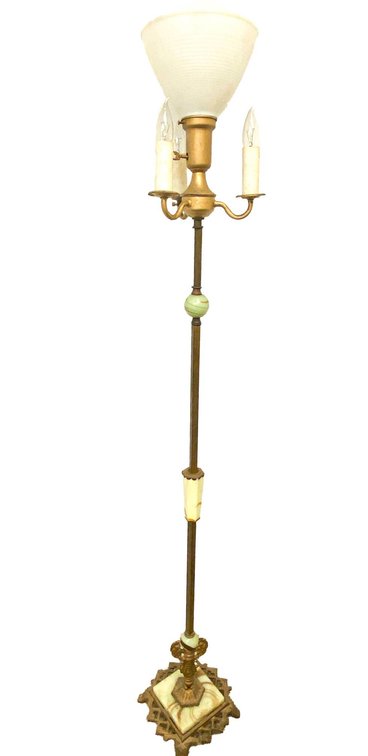 Vintage Floor Lamp with Green Onyx Elements