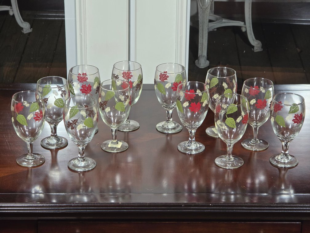 Set of 12 Libbey Fall Leaf Goblets