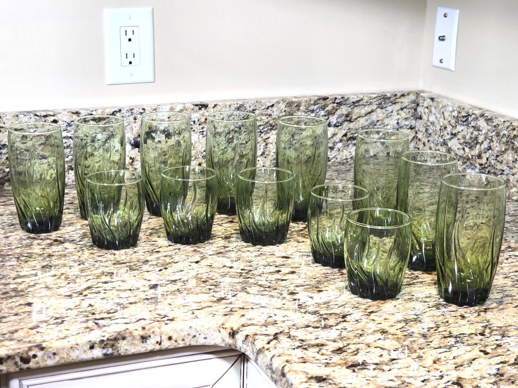 Anchor Hocking Central Park Fern or Ivy Green Tumblers