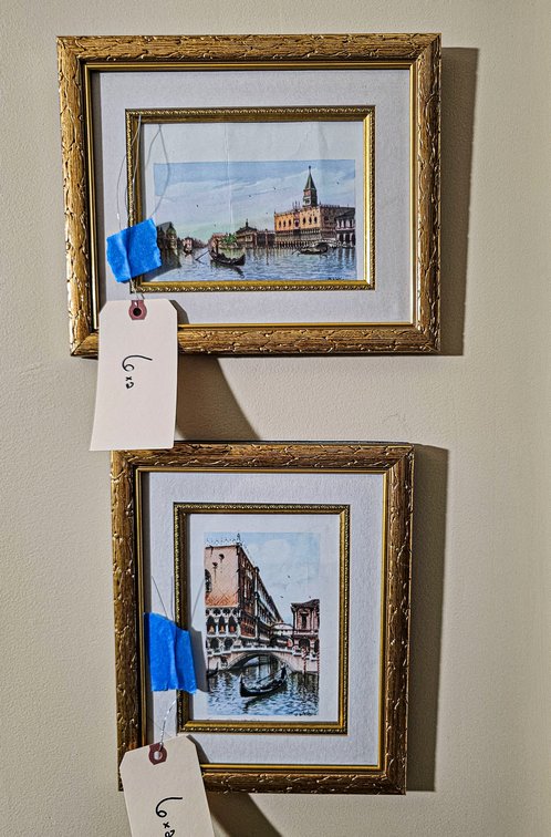 Pair Framed Prints of Venice Italy