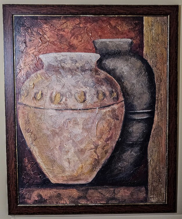 Large Framed Print of Pottery
