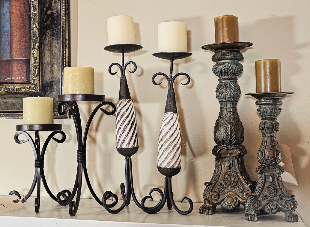 3 Different Pairs of Pillar Candle Holders