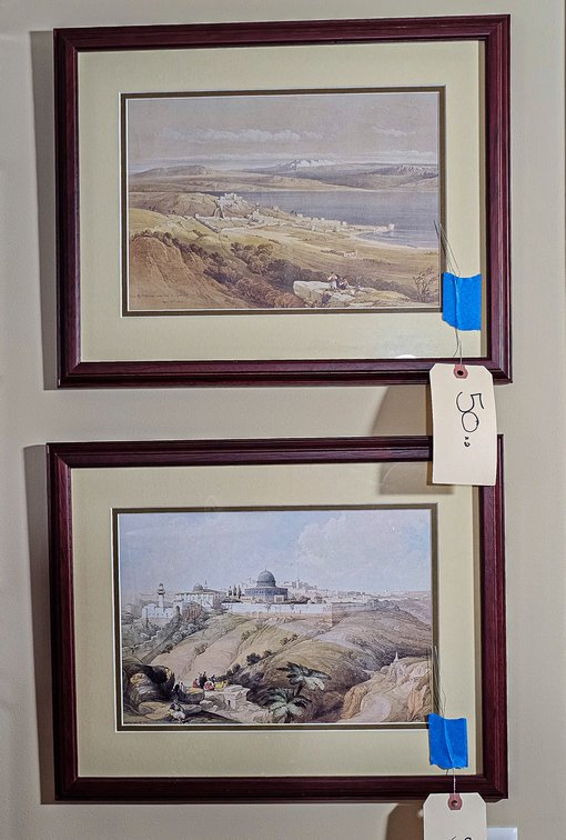 2 David Roberts Prints of Ancient Middle Eastern Cities