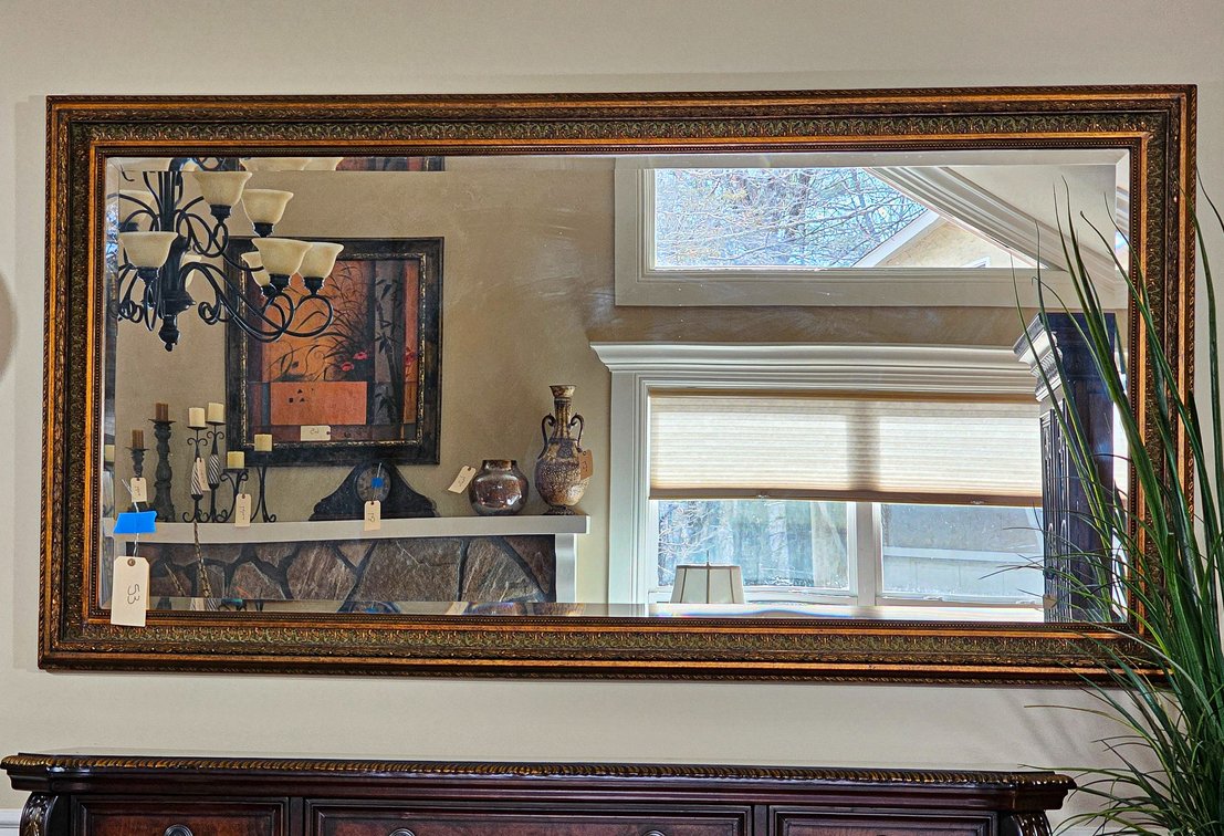 Large Rectangular Framed Beveled Mirror