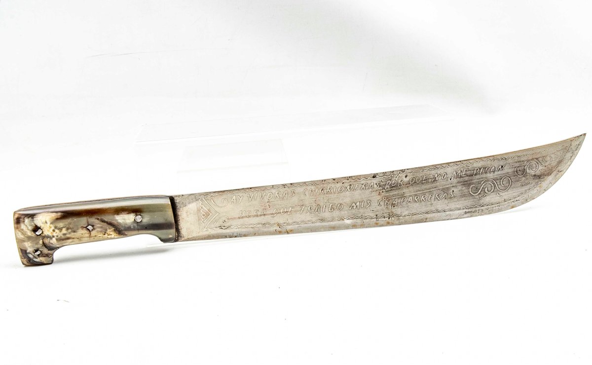 Mexican Rams Horn Handle Machete w/ Engraving