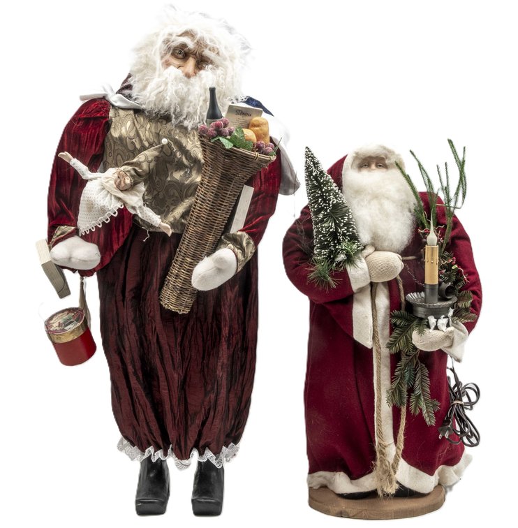 2 Decorative Standing Santa Figures
