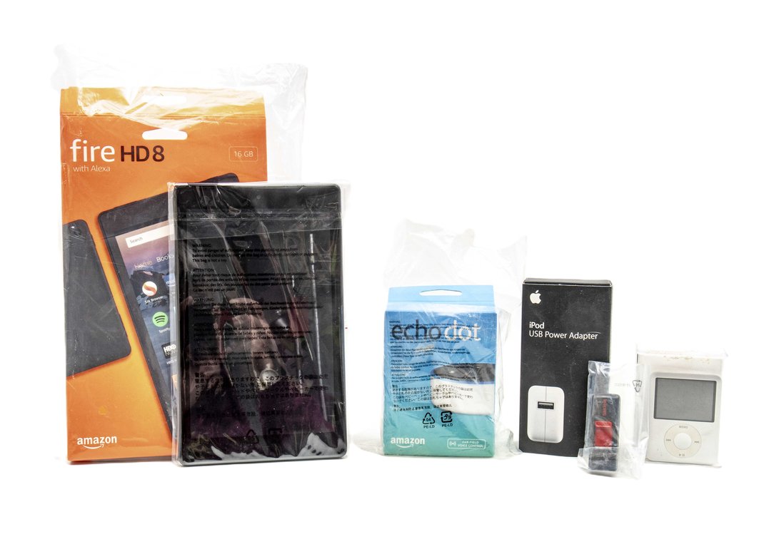 Fire HD 8 Tablet, Echo Dot, iPod Nano, & SanDisk