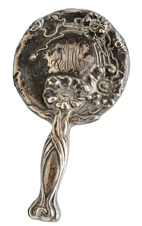Sterling Silver Art Nouveau Hand Mirror