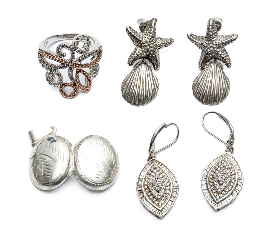 Sterling Earring Pairs, Locket & Ring- 23.8 G