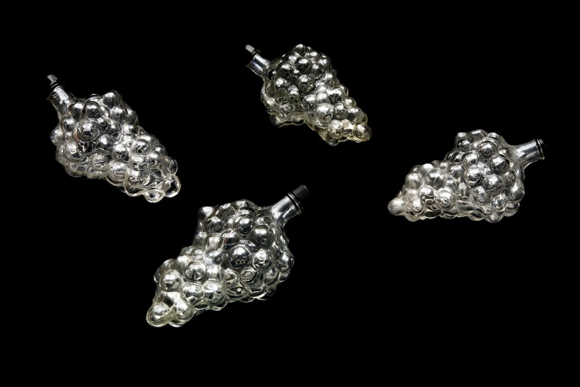 Four Grape Cluster Glass Bottles