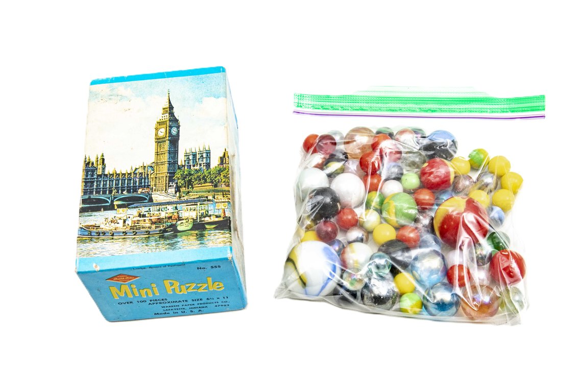 Vintage Marbles & Puzzle