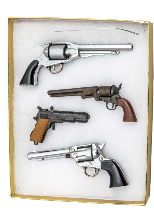 Four Vintage Miniature Cap Guns- Hubley & more