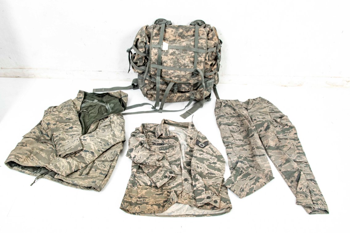 Lg. Military Rucksack, Air Force BDU's & Parka