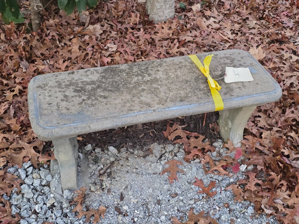 Concrete Garden Bench with Fleur-de-Lis - 2