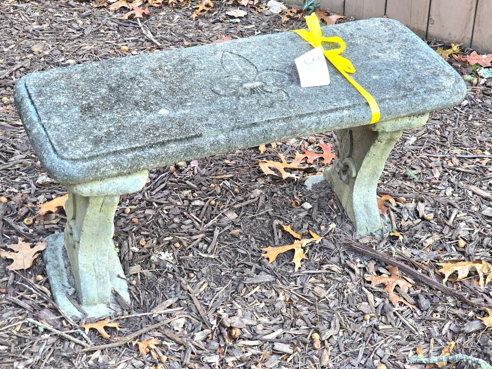 Concrete Garden Bench with Fleur-de-Lis - 1