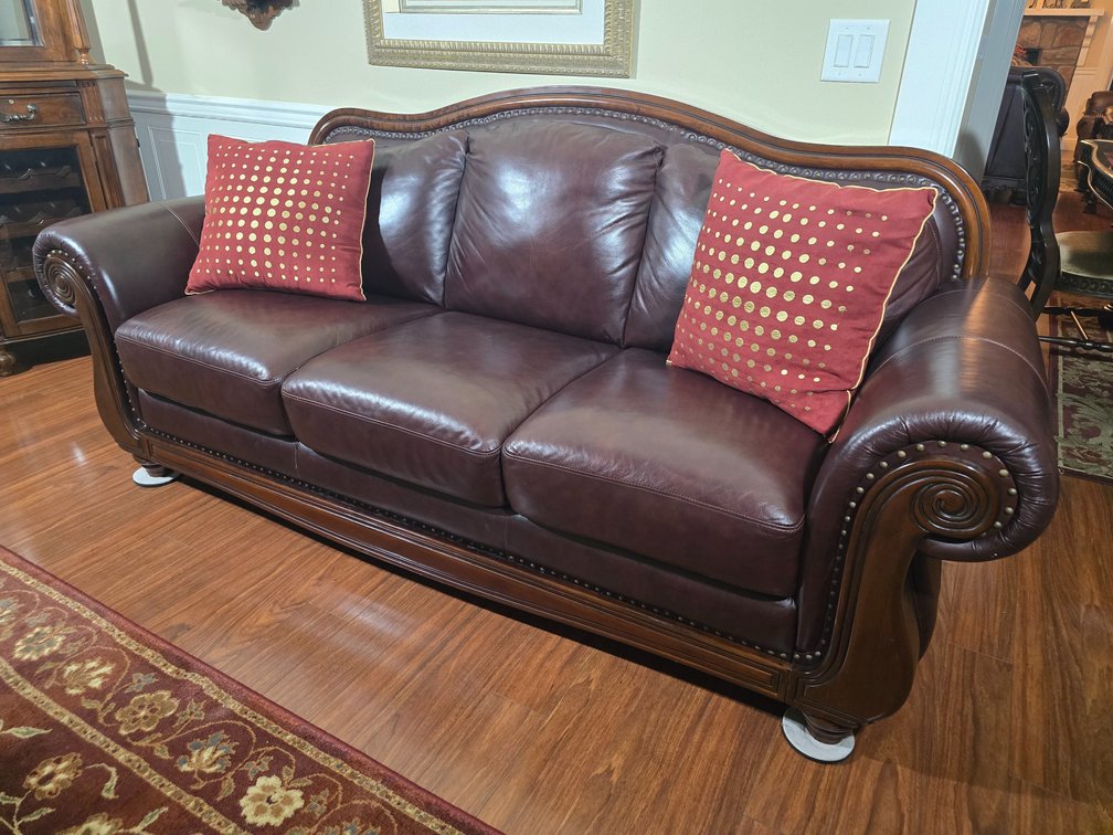 Leather 3-Seat Sofa w/Arched Back